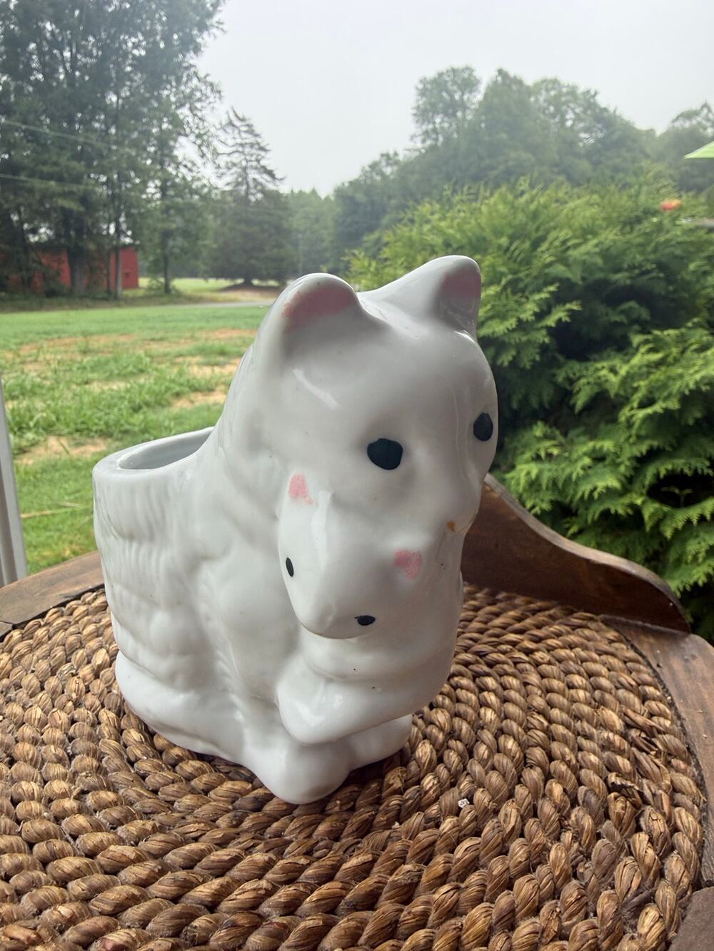 Vintage Ceramic Cat and Kitten Planter
